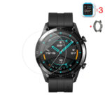 Huawei Watch GT 2 46 mm okosóra üvegfólia és fekete szilikon tok