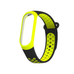 Xiaomi Mi Band 5 lyukacsos szilikon szíj fekete-neonzöld