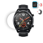 Huawei Watch GT okosóra üvegfólia és fekete szilikon szíj