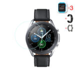 Samsung Galaxy Watch 3 45 mm okosóra üvegfólia és fekete fém szíj és fekete szilikon tok