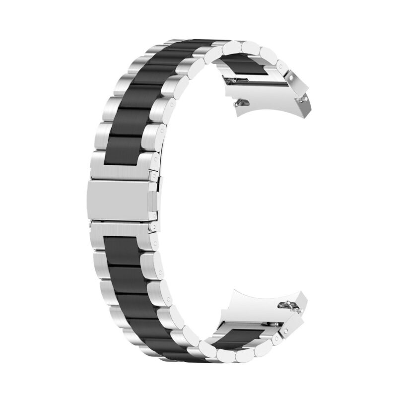Samsung Galaxy Watch 4 ívelt láncszemes fém óraszíj ezüst-fekete 1