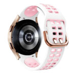 Samsung Galaxy Watch 4 lyukacsos ívelt szilikon szíj fehér-barackvirág 2