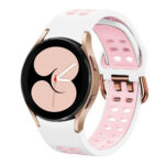 Samsung Galaxy Watch 4 lyukacsos ívelt szilikon szíj fehér-barackvirág 3