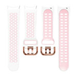 Samsung Galaxy Watch 4 lyukacsos ívelt szilikon szíj fehér-barackvirág 4