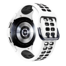Samsung Galaxy Watch 4 lyukacsos ívelt szilikon szíj fehér-fekete 2