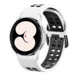 Samsung Galaxy Watch 4 lyukacsos ívelt szilikon szíj fehér-fekete 3
