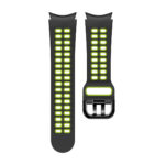 Samsung Galaxy Watch 4 lyukacsos ívelt szilikon szíj fekete-neonzöld 1