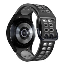 Samsung Galaxy Watch 4 lyukacsos ívelt szilikon szíj fekete-szürke 2