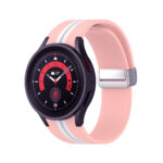 Samsung Galaxy Watch 5 Pro mágneses ívelt szilikon szíj barackvirág-fehér 2