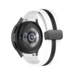 Samsung Galaxy Watch 5 Pro mágneses ívelt szilikon szíj fehér-fekete 3