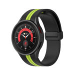 Samsung Galaxy Watch 5 Pro mágneses ívelt szilikon szíj fekete-neonzöld 2