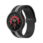Samsung Galaxy Watch 5 Pro mágneses ívelt szilikon szíj fekete-szürke 2