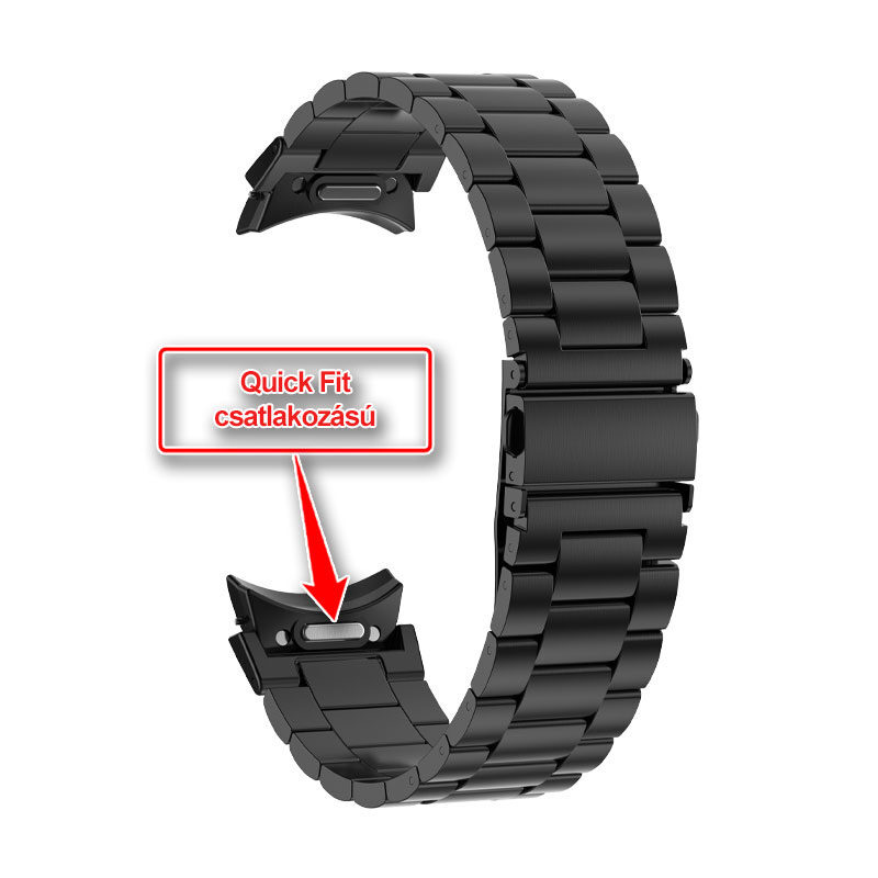 Samsung Galaxy Watch 6 quickfit ívelt láncszemes fém óraszíj fekete 5