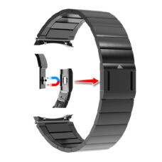 Samsung Galaxy Watch ívelt mágneses csatos láncszemes fém óraszíj fekete 1