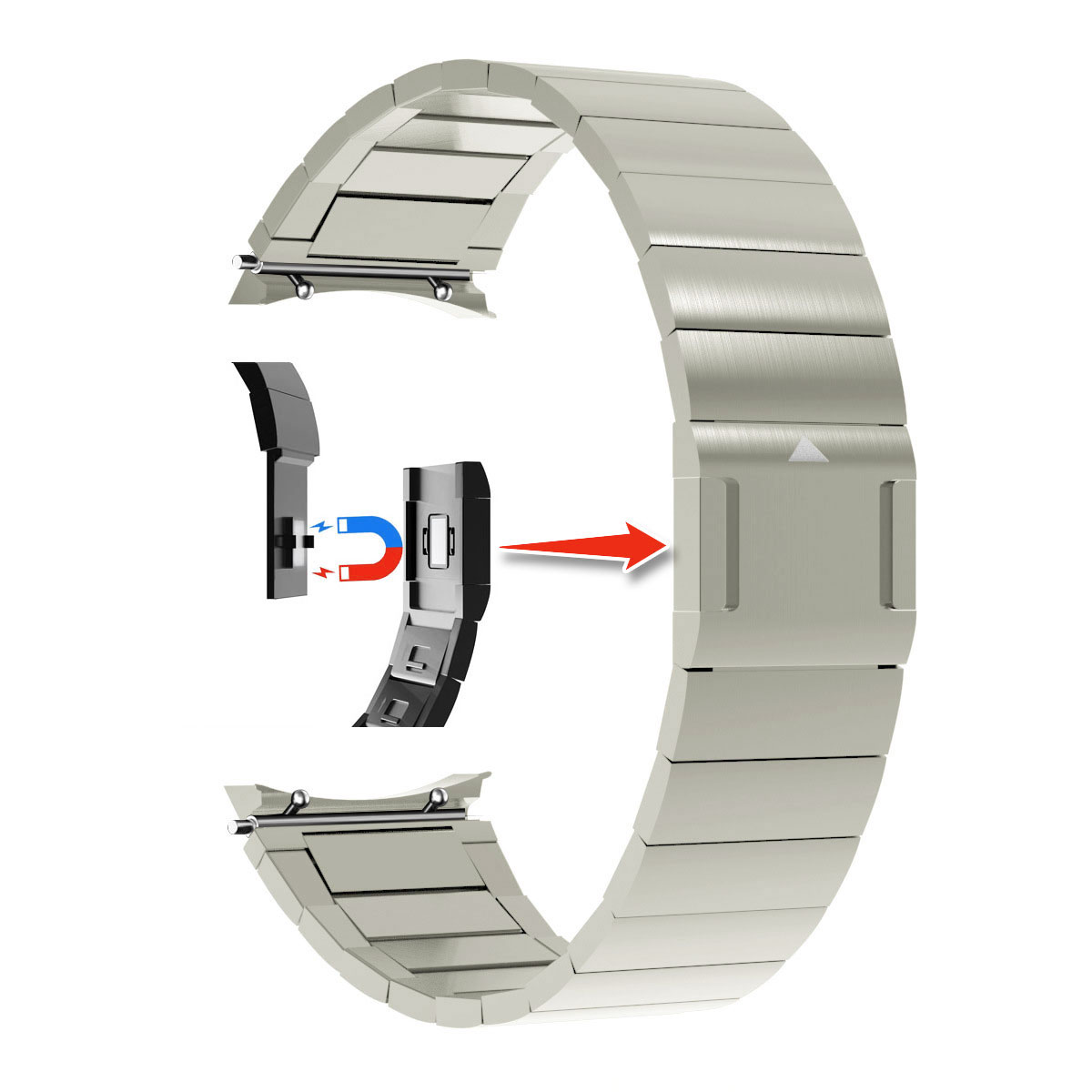 Samsung Galaxy Watch ívelt mágneses csatos láncszemes fém óraszíj titánszürke 1 Samsung Galaxy Watch ívelt mágneses csatos láncszemes fém óraszíj titánszürke 1