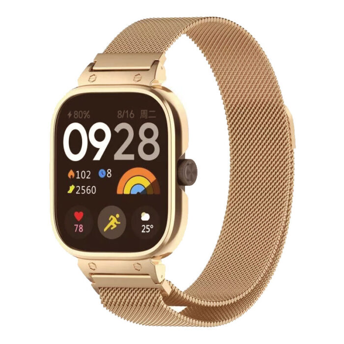 Xiaomi Redmi Watch 4 milánói óraszíj + tok rózsaarany 2