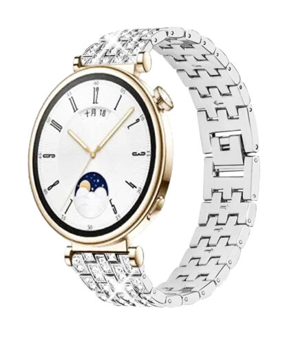 Huawei Watch GT 4 41 mm strasszkő díszítésű fém óraszíj ezüst 1