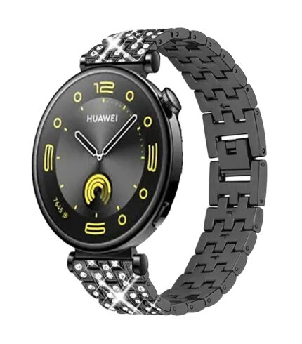 Huawei Watch GT 4 41 mm strasszkő díszítésű fém óraszíj fekete 1