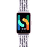 Samsung Galaxy Fit 3 strasszkő díszítésű fém óraszíj ezüst 3