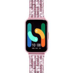 Samsung Galaxy Fit 3 strasszkő díszítésű fém óraszíj rózsaszín-rózsaarany 3