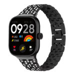 Xiaomi Redmi Watch 4 strasszkő díszítésű fém óraszíj fekete 2