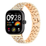 Xiaomi Redmi Watch 4 strasszkő díszítésű fém óraszíj rózsaarany 2