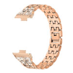 Huawei Watch Fit 3 strasszkő díszítésű fém óraszíj rózsaarany 1