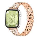 Huawei Watch Fit 3 strasszkő díszítésű fém óraszíj rózsaarany 2