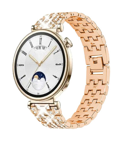 Huawei Watch GT 4 41 mm strasszkő díszítésű fém óraszíj rózsaarany 1
