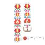 Xiaomi Redmi Watch 4 fehér színű szilikon szíj kalocsai mintás ezüst adapter