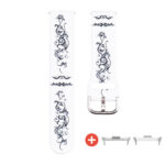 Xiaomi Redmi Watch 4 fehér színű szilikon szíj törzsi tetoválás mintás ezüst adapter