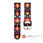 Xiaomi Redmi Watch 4 fekete színű szilikon szíj kalocsai mintás ezüst adapter