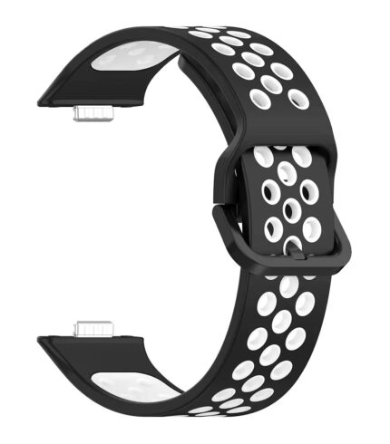 Huawei Watch Fit 3 bújtatós szilikon óraszíj fekete-fehér 4
