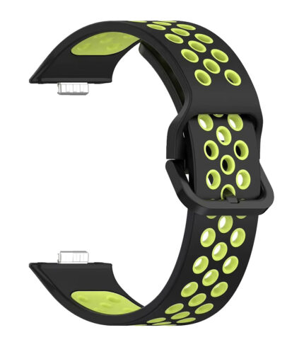 Huawei Watch Fit 3 bújtatós szilikon óraszíj fekete-neonzöld 4