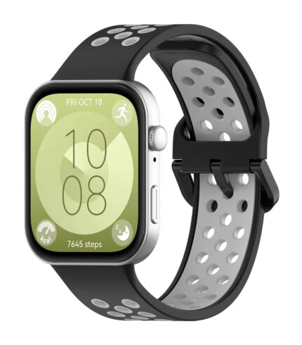 Huawei Watch Fit 3 bújtatós szilikon óraszíj fekete-szürke 2