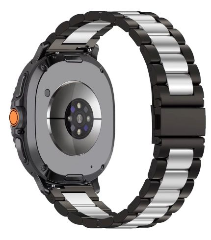 Samsung Galaxy Watch 8 Classic ívelt láncszemes fém óraszíj fekete-ezüst 2