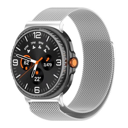 Samsung Galaxy Watch 8 Classic ívelt milánói fém óraszíj ezüst 1