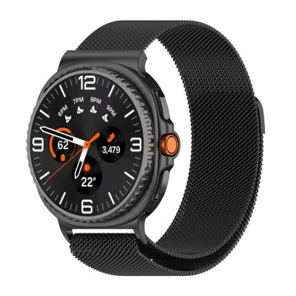 Samsung Galaxy Watch 8 Classic ívelt milánói fém óraszíj fekete 1