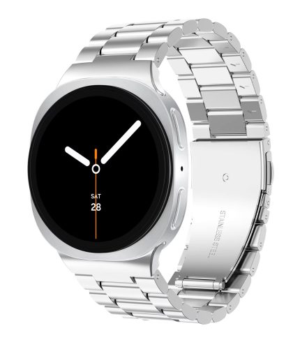 Samsung Galaxy Watch 8 ívelt láncszemes fém óraszíj ezüst 2