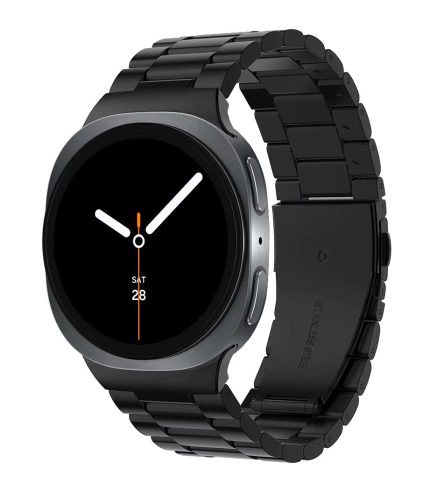 Samsung Galaxy Watch 8 ívelt láncszemes fém óraszíj fekete 2