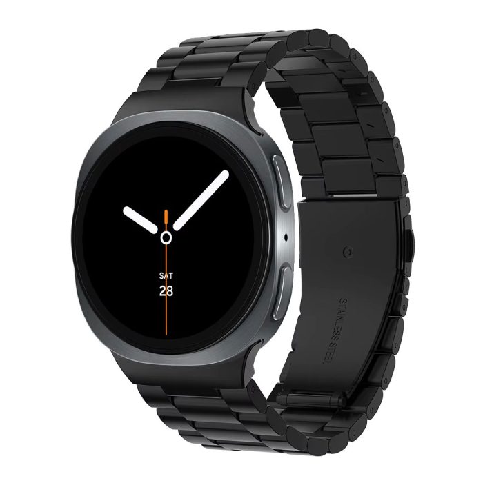 Samsung Galaxy Watch 8 ívelt láncszemes fém óraszíj fekete 2