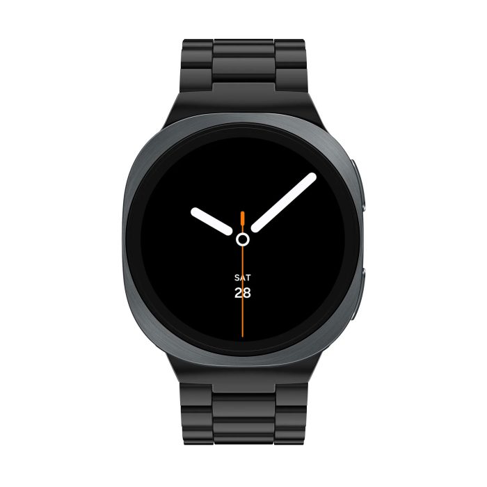 Samsung Galaxy Watch 8 ívelt láncszemes fém óraszíj fekete 3