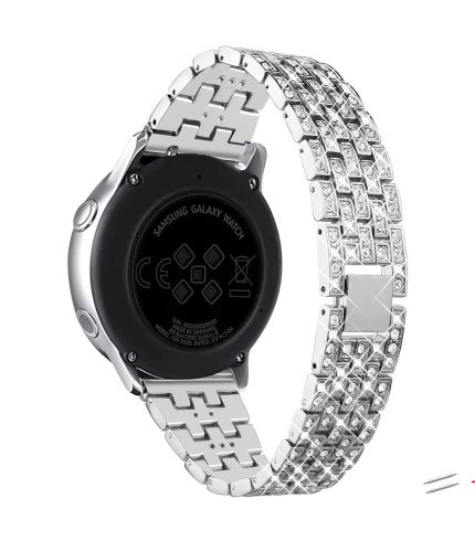 Samsung Galaxy Watch 8 strasszkő díszítésű fém szíj ezüst 1