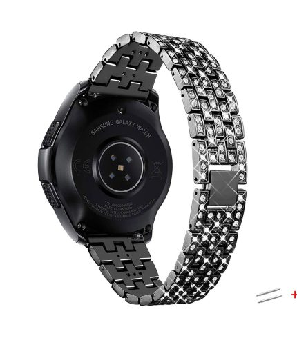 Samsung Galaxy Watch 8 strasszkő díszítésű fém szíj fekete 1