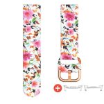 Samsung Galaxy Watch 8 szilikon szíj virág mintás ezüst adapter