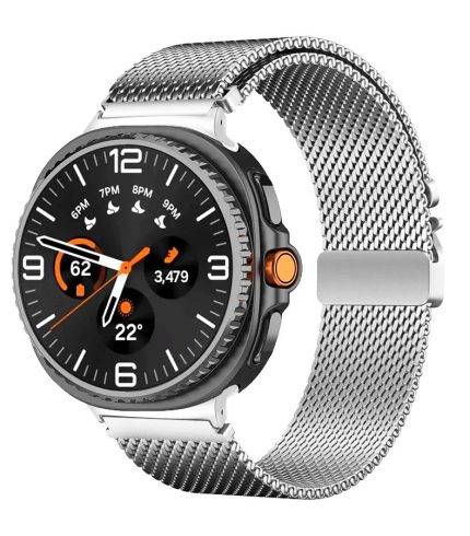 Samsung Galaxy Watch 8 Classic milánói fém óraszíj ejtőernyős csatos ezüst 1