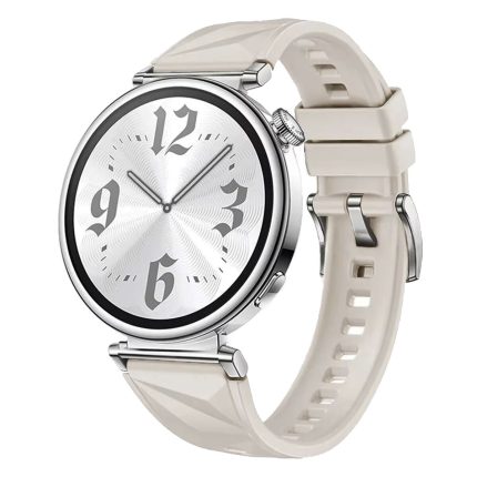 Huawei Watch GT 5 41 mm ívelt kialakítású eredeti stílusú gyémánt mintás szilikon óraszíj bézs 4