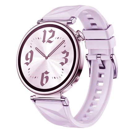 Huawei Watch GT 5 41 mm ívelt kialakítású eredeti stílusú gyémánt mintás szilikon óraszíj világoslila 2