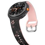 Samsung Galaxy Watch 8 gravírozott stílusú virág mintás bújtatos szilikon szíj fekete-barackvirág 4
