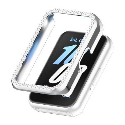 Samsung Galaxy Fit 3 okosóra ezüst strasszköves pc tok 2